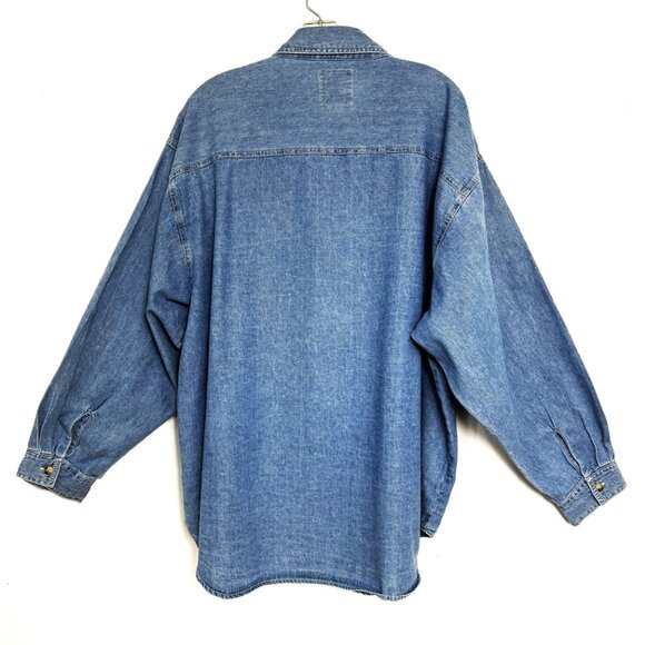 90's Denim Holiday Shirt – Embroidered Cats w/ Sweaters Button-Up Sz 24 VTG - Picture 8 of 15